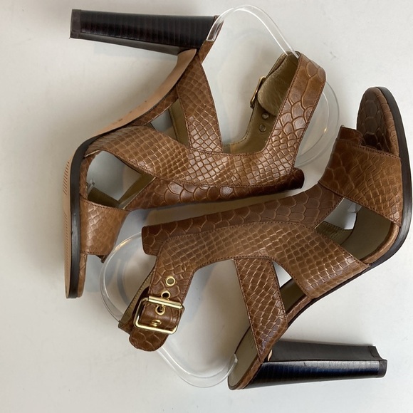 Stuart Weitzman Chunky High Heel Shoes in Toffee Camel Brown Sz 8.5 Maximalist - Picture 14 of 16